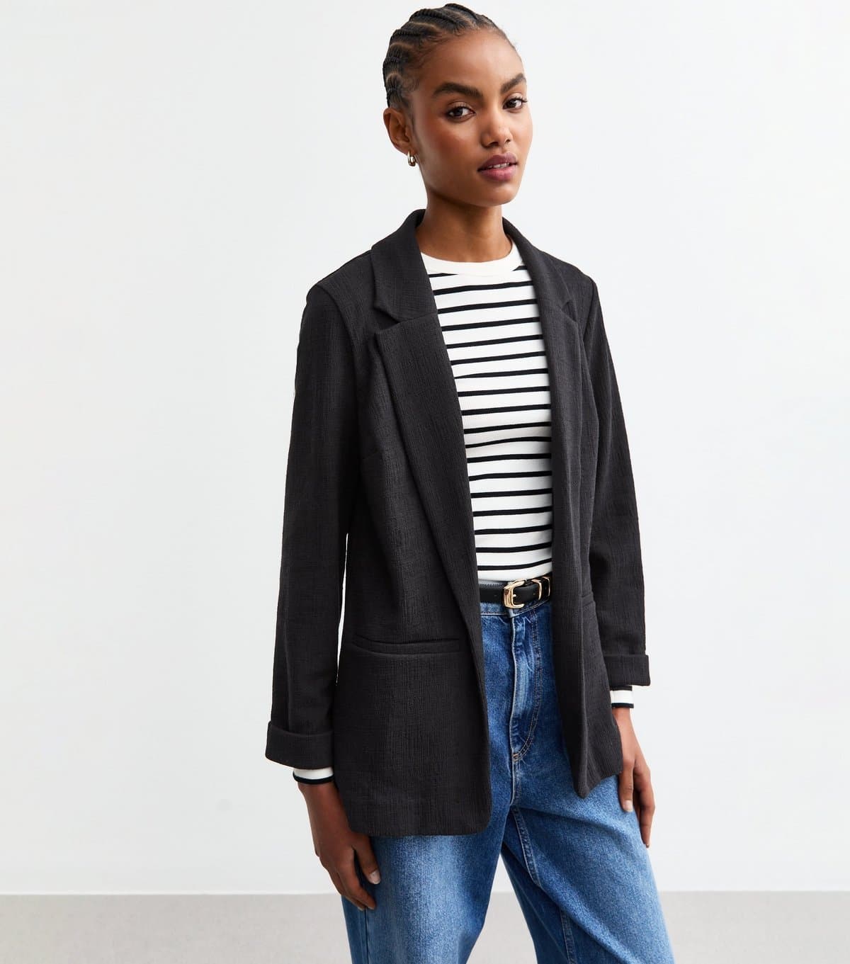 New Look Women's Tall Black Textured Jersey Blazer New Look