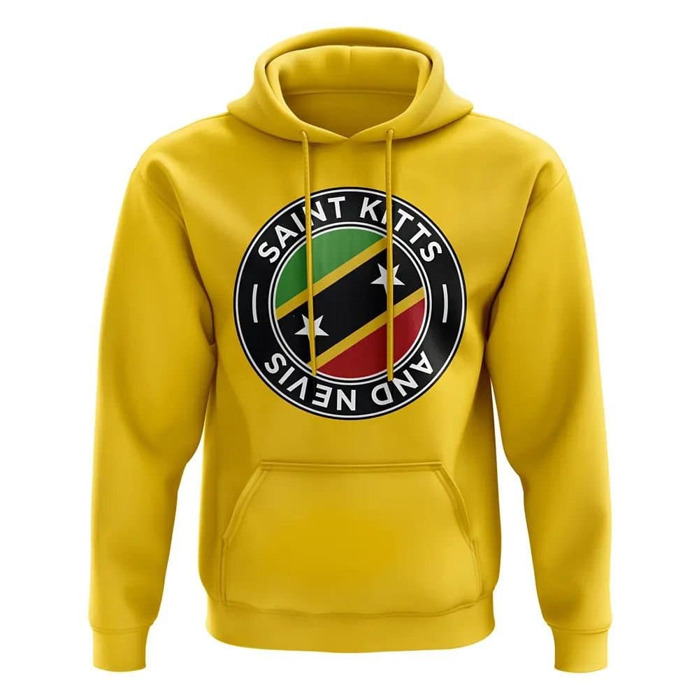 St Kitts and Nevis St Kitts and Nevis Men's Personalised Saint Kitts and Nevis Football Badge Hoodie in Yellow