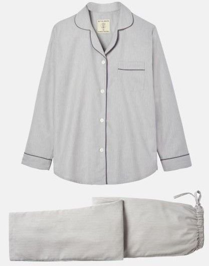 British Boxers British Boxers Women's 'Armoury Grey' Herringbone Cotton Twill Pyjama Set in Light Grey - 2