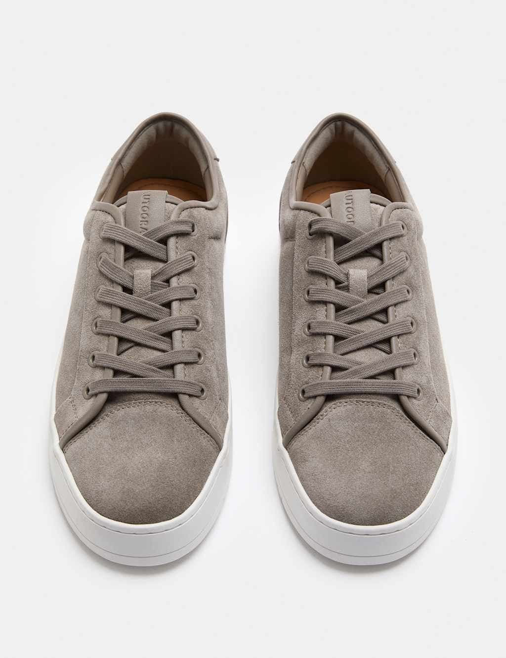 Marks & Spencer M&S Binding Cupsole Lace Up Leather Trainers Taupe