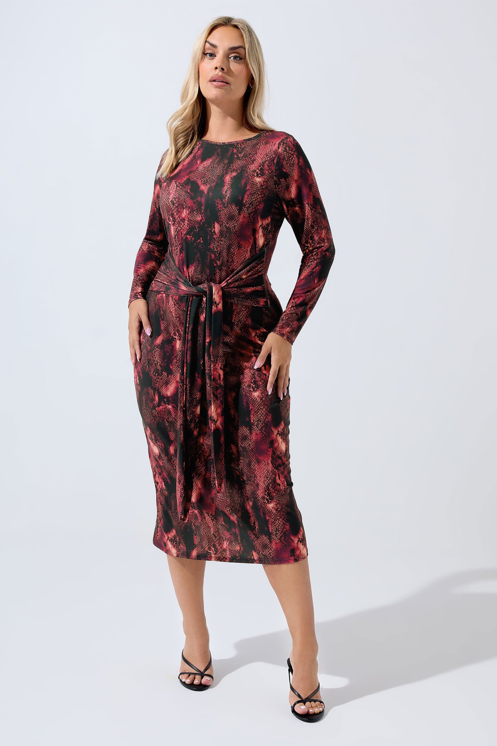 Limited Collection Plus Size Red Snake Print Tie Front Dress