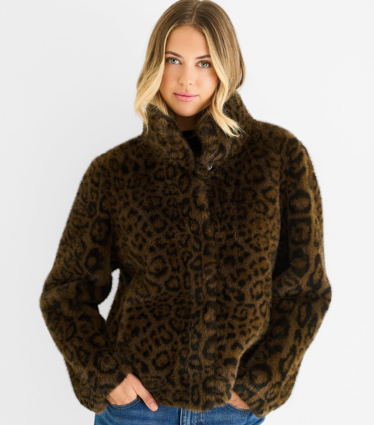 Gini London Women's Brown Animal Print Faux Fur Jacket Gini London New Look