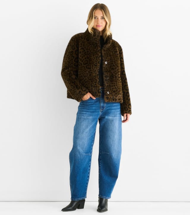 Gini London Women's Brown Animal Print Faux Fur Jacket Gini London New Look - 2