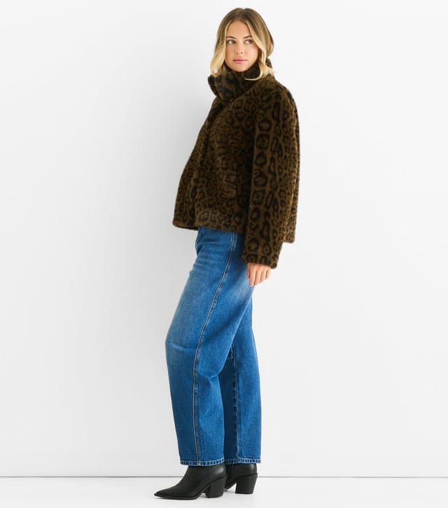 Gini London Women's Brown Animal Print Faux Fur Jacket Gini London New Look - 3