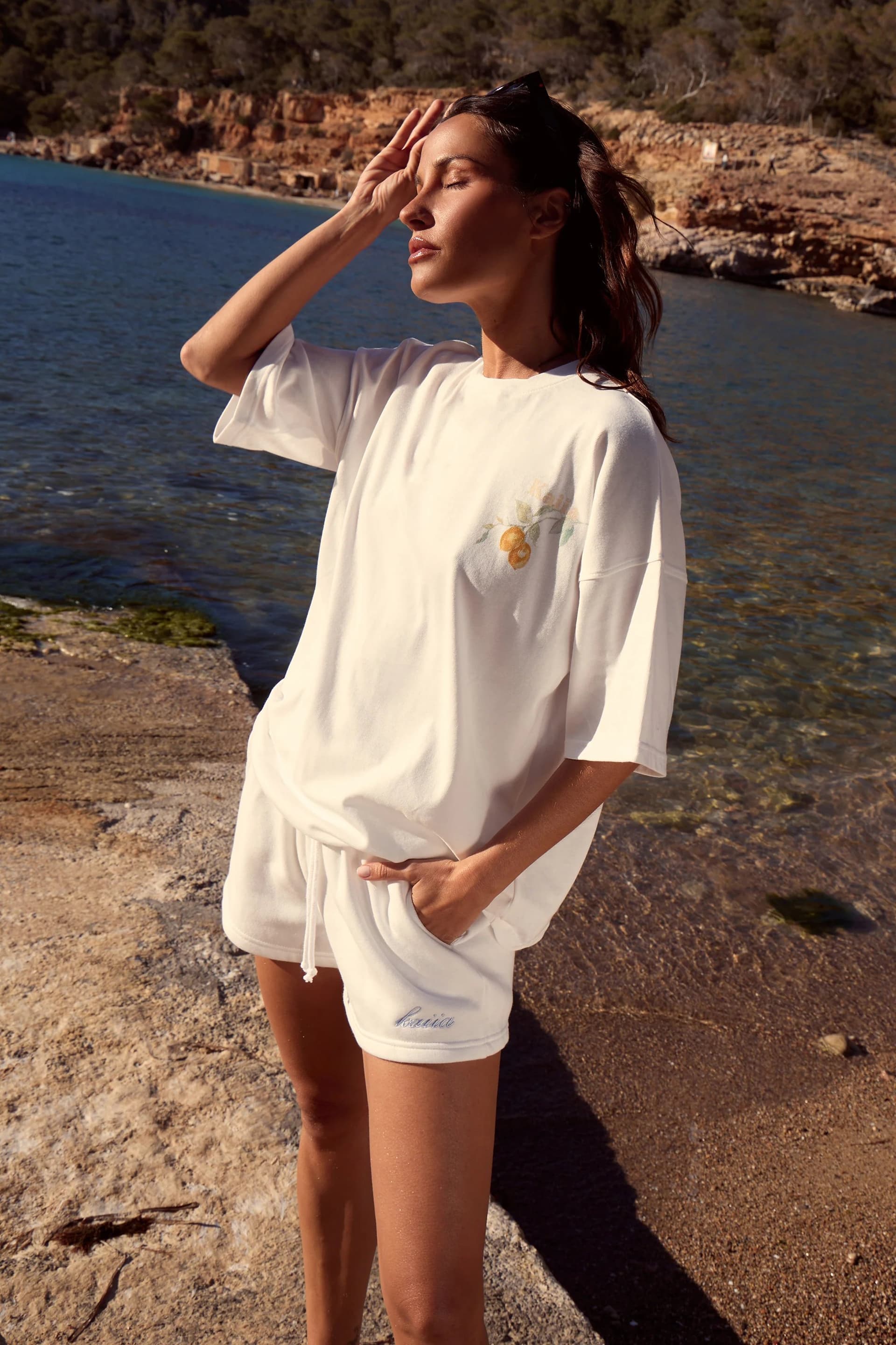 Kaiia Kaiia White Graphic Oversized T-shirt