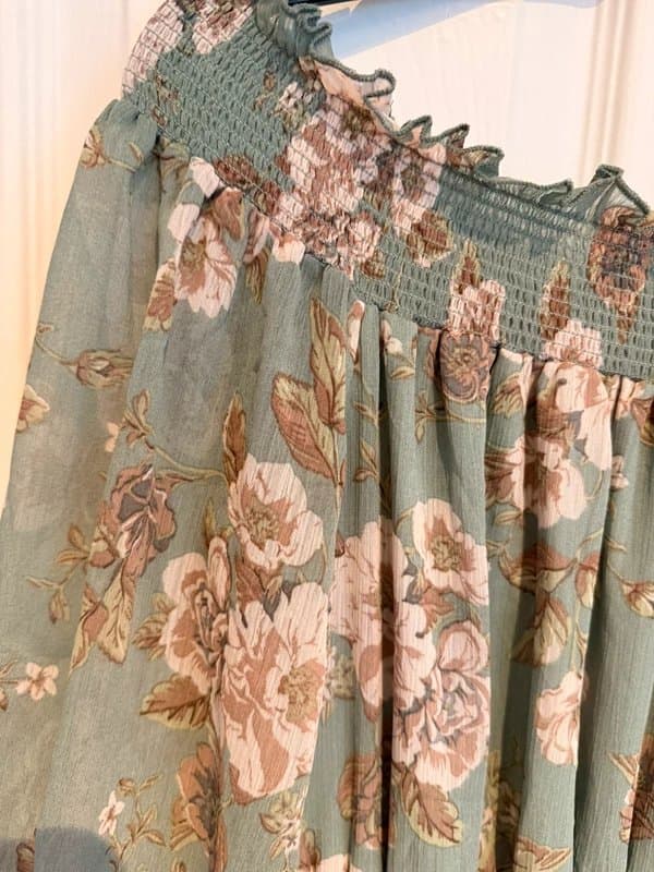New Look Turquoise and rose pink floral Bardot off shoulder dress. New Look Size 12