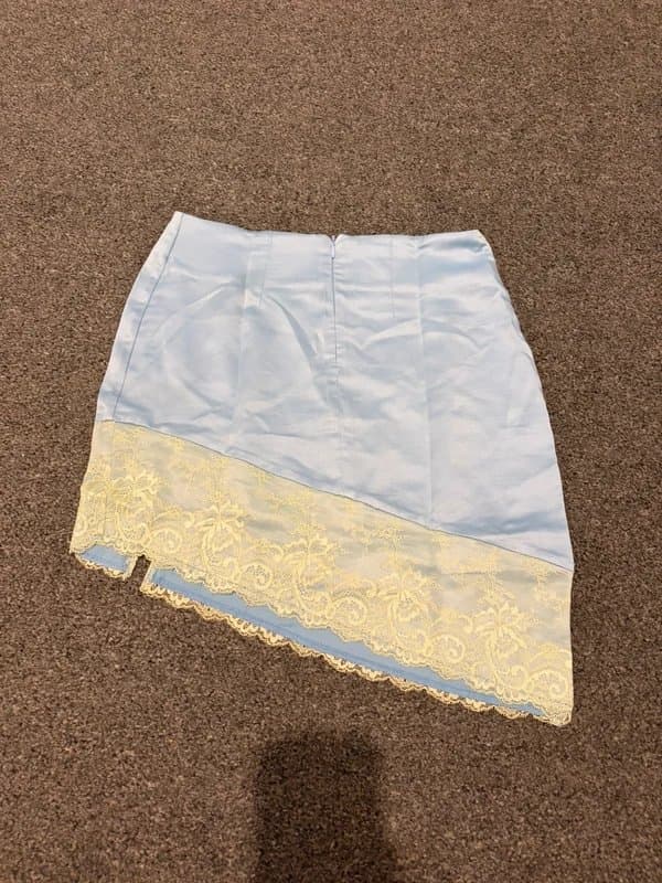 AsYou ASOS Asyou Satin Lace Trim Asymmetric Mini Skirt Size 8 Y2K style