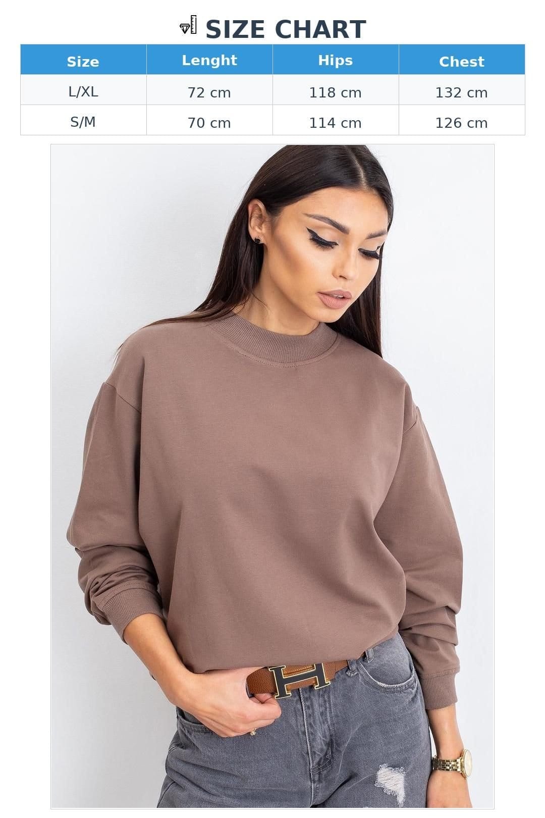 Love Lace Love Lace Women's Cotton Long Sleeve Stand Collar Sweatshirt Style 169761 in Brown - 4