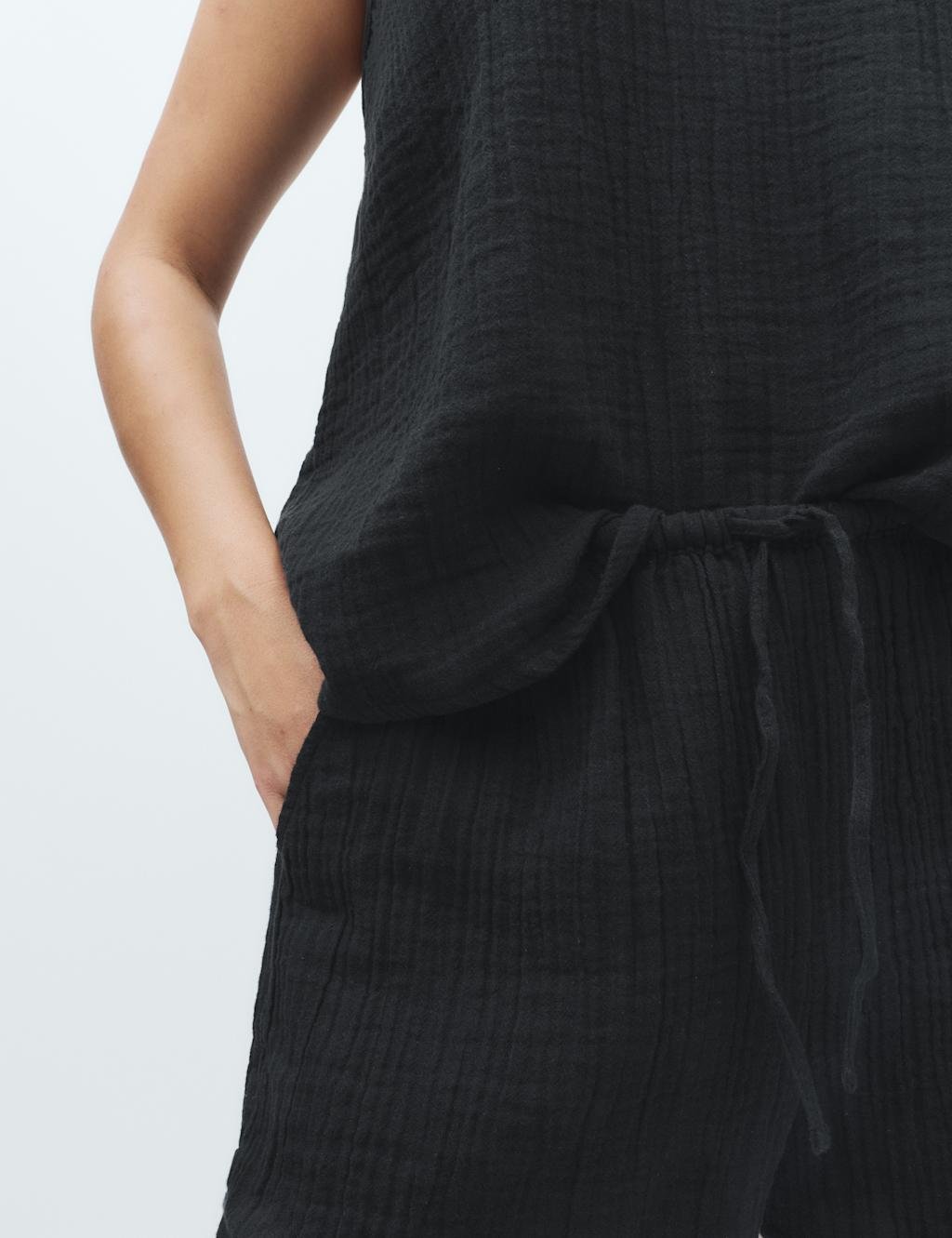 Marks & Spencer M&S Muslin Cami Shortie Pyjama Set Black - 2