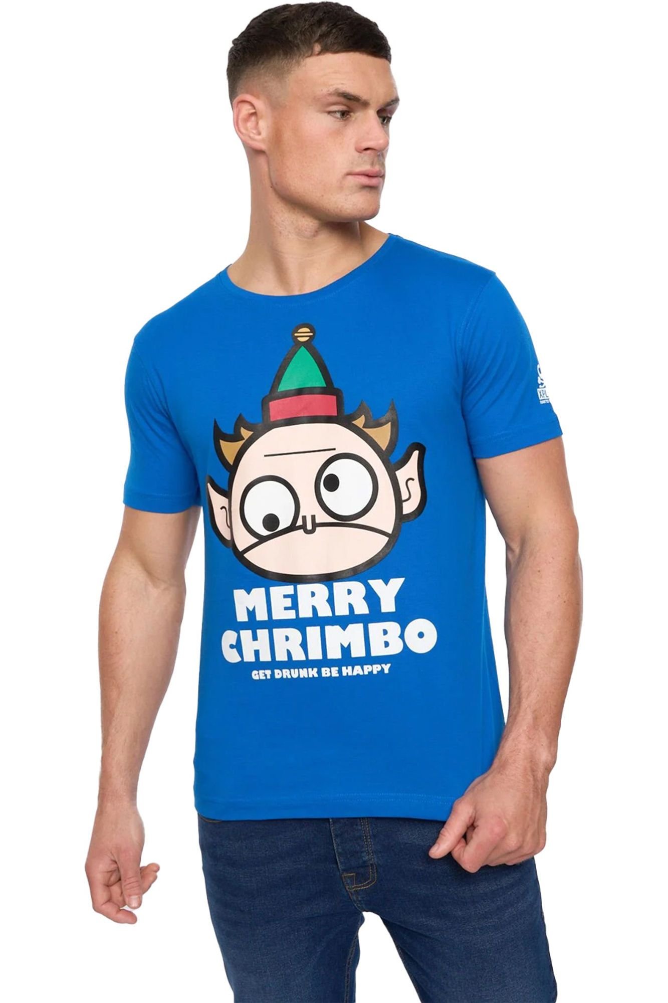 Xplicit Xplicit Men's Drunk Elf Christmas T-Shirt in Blue - 1