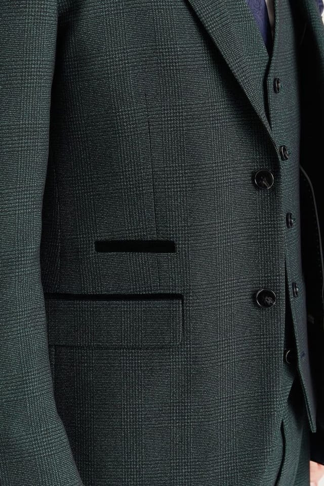 Paul Andrew Paul Andrew Men's Regent 3 Piece Suit Prince Of Wales Check Tailored Fit Formal Dress in Green - 3