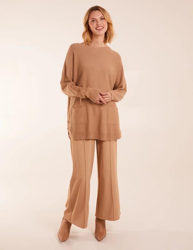 Blue Vanilla Pocket Slash Neck Jumper - 2