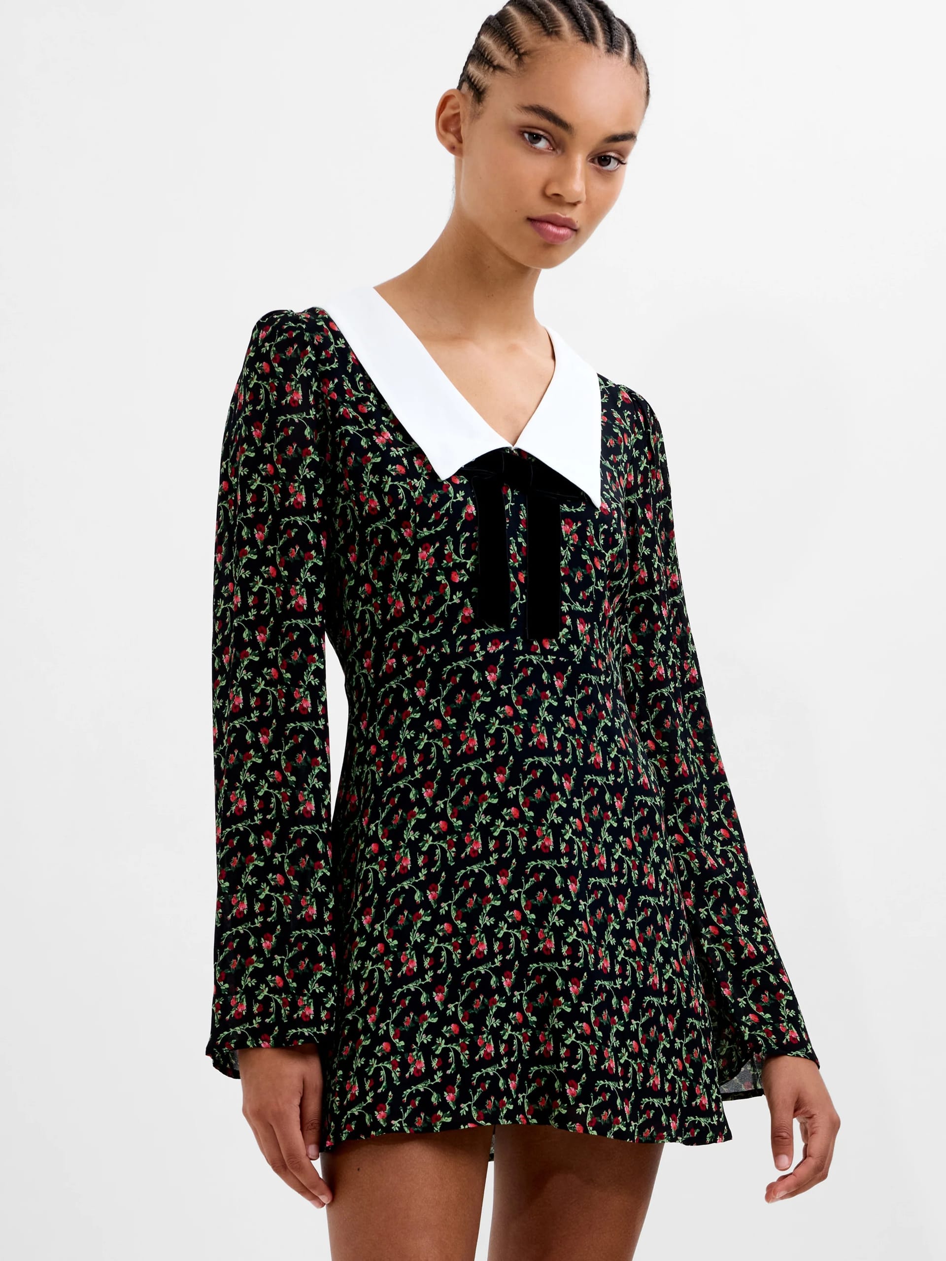 French Connection Black Floral Mini Dress