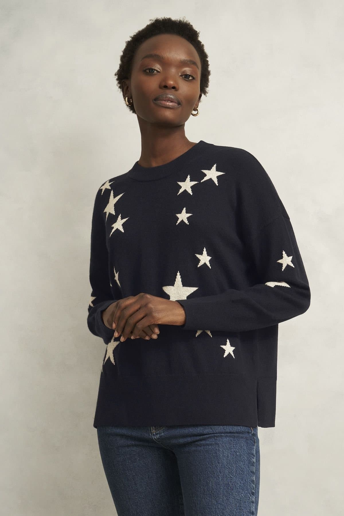 Hobbs London Hobbs London Women's Arnelle Star Jumper in Dark Navy