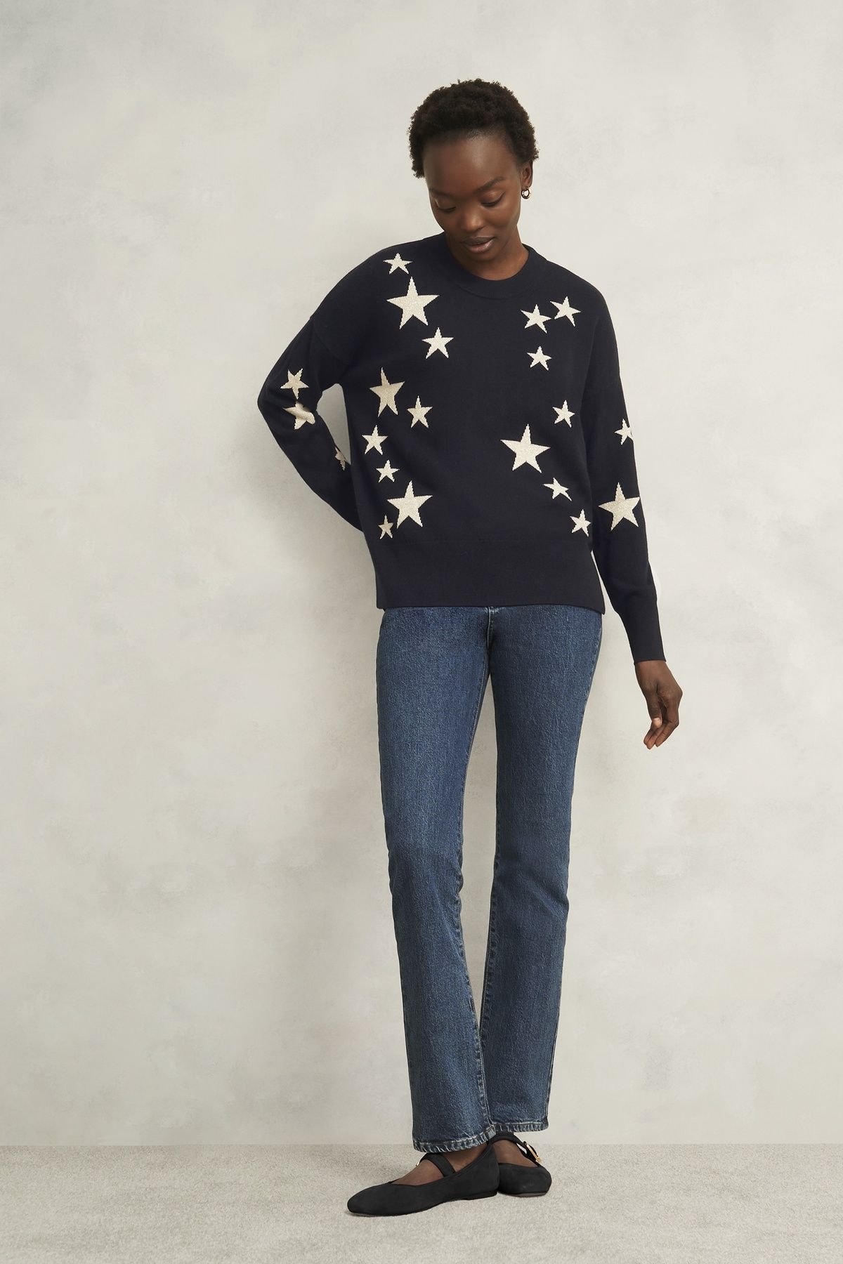 Hobbs London Hobbs London Women's Arnelle Star Jumper in Dark Navy - 3