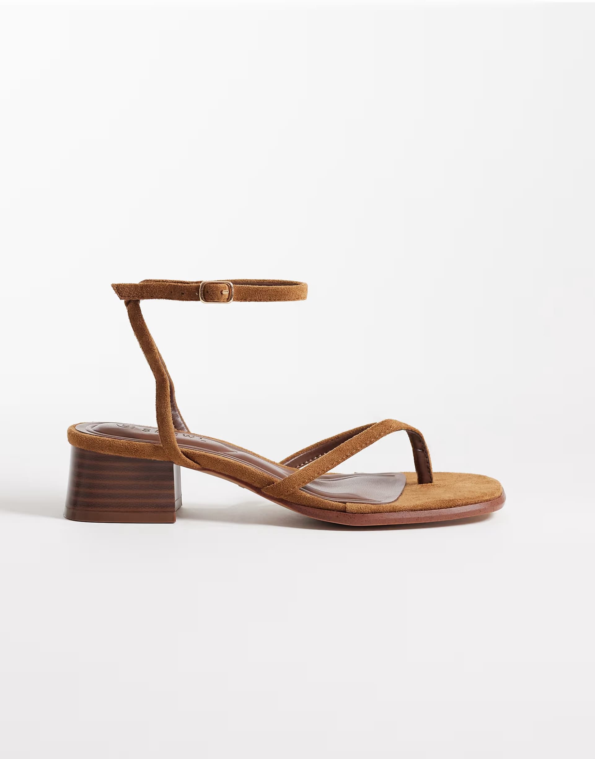 ASOS SEQWL Wide Fit low block heeled sandal in tan micro