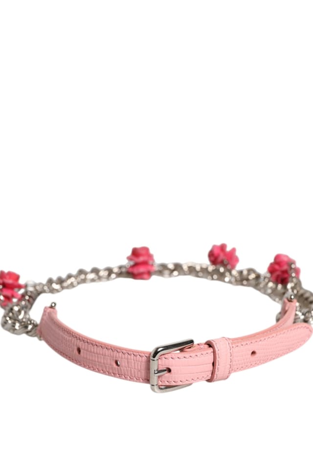 Dolce & Gabbana Dolce & Gabbana Women's Chain Detail Leather Belt in Pink - 2
