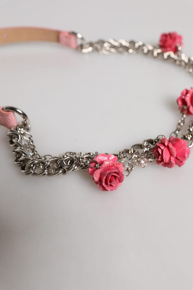 Dolce & Gabbana Dolce & Gabbana Women's Chain Detail Leather Belt in Pink - 3