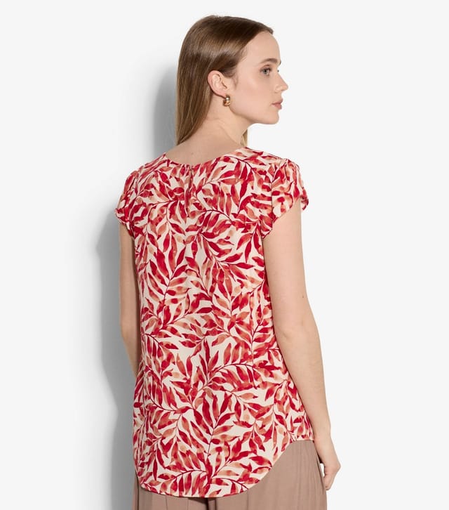 Apricot Women's Red Leaf Print Short Sleeve Top Apricot New Look - 3