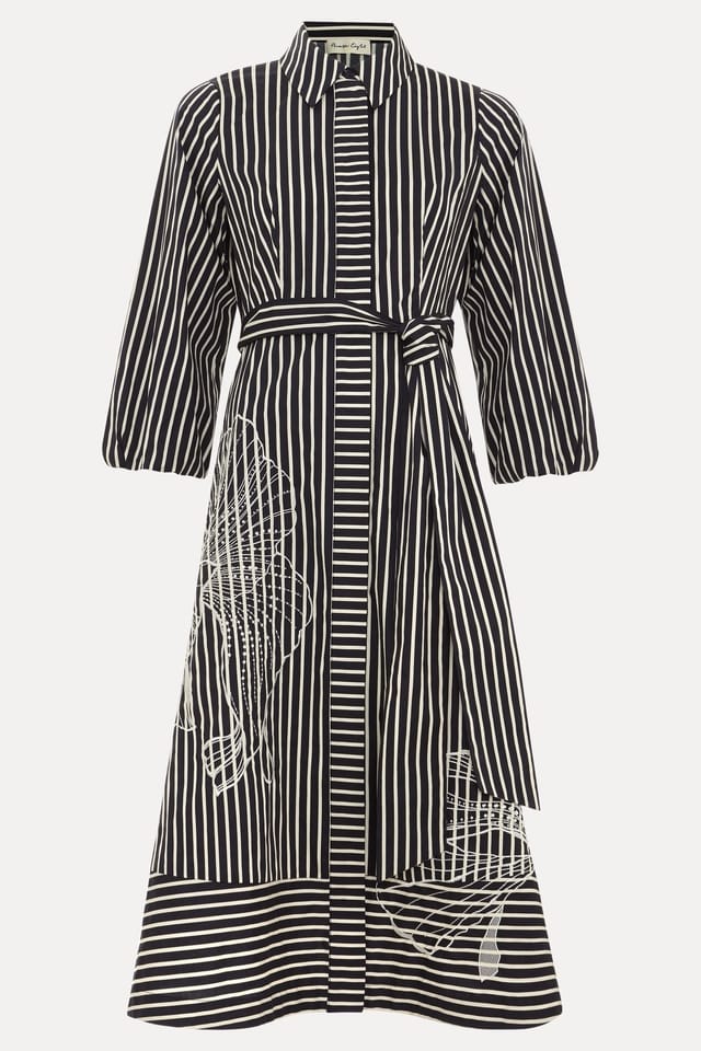 Phase Eight Phase Eight Women's Corina Stripe Midi Dress in Black - 2