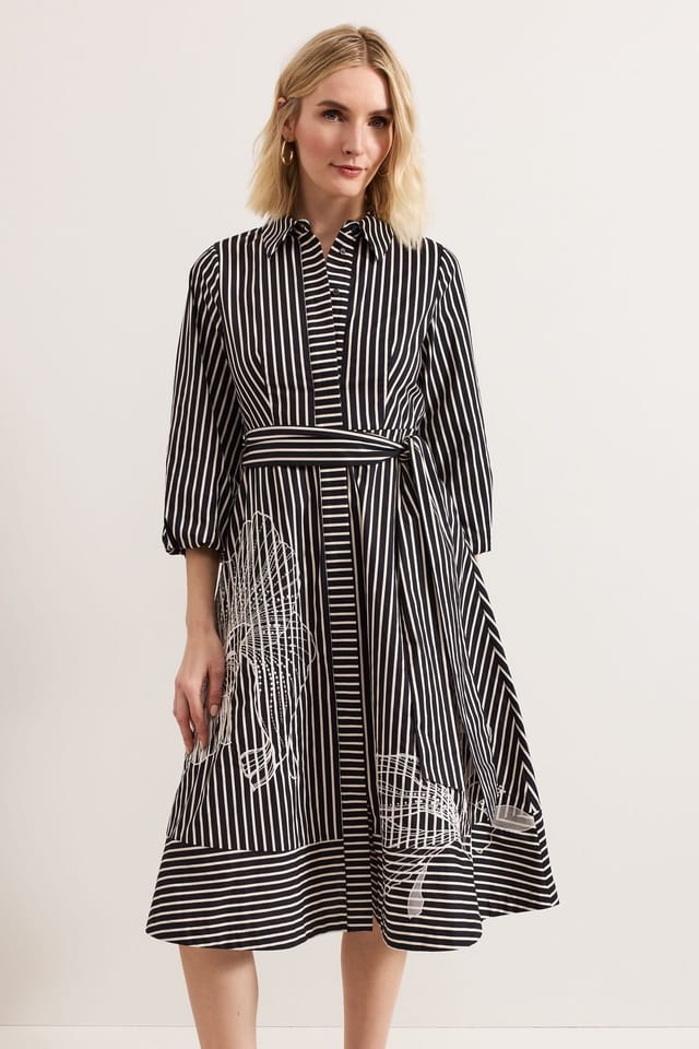 Phase Eight Phase Eight Women's Corina Stripe Midi Dress in Black - 3