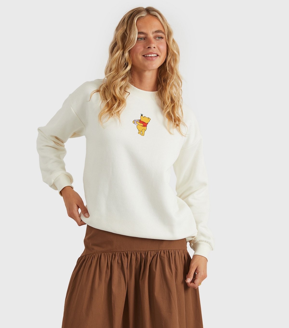 Custard Women's Clothing Cream Winnie the Pooh Logo Sweatshirt Custard New Look - 2