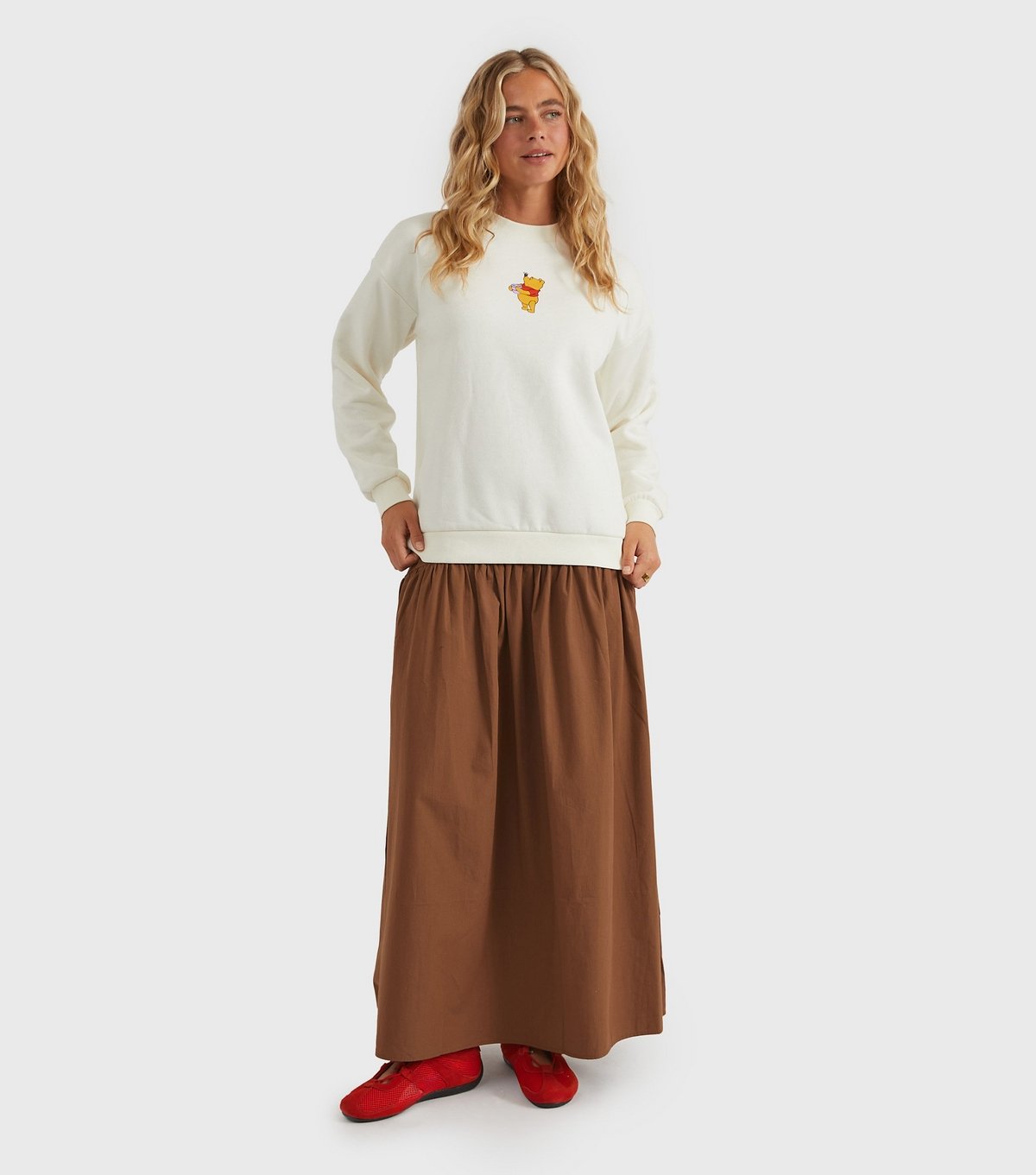 Custard Women's Clothing Cream Winnie the Pooh Logo Sweatshirt Custard New Look - 3