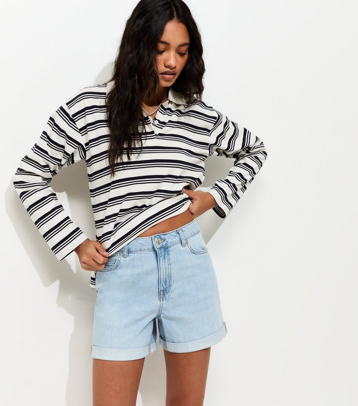 New Look Women's Light Blue Denim Boyfriend Shorts New Look