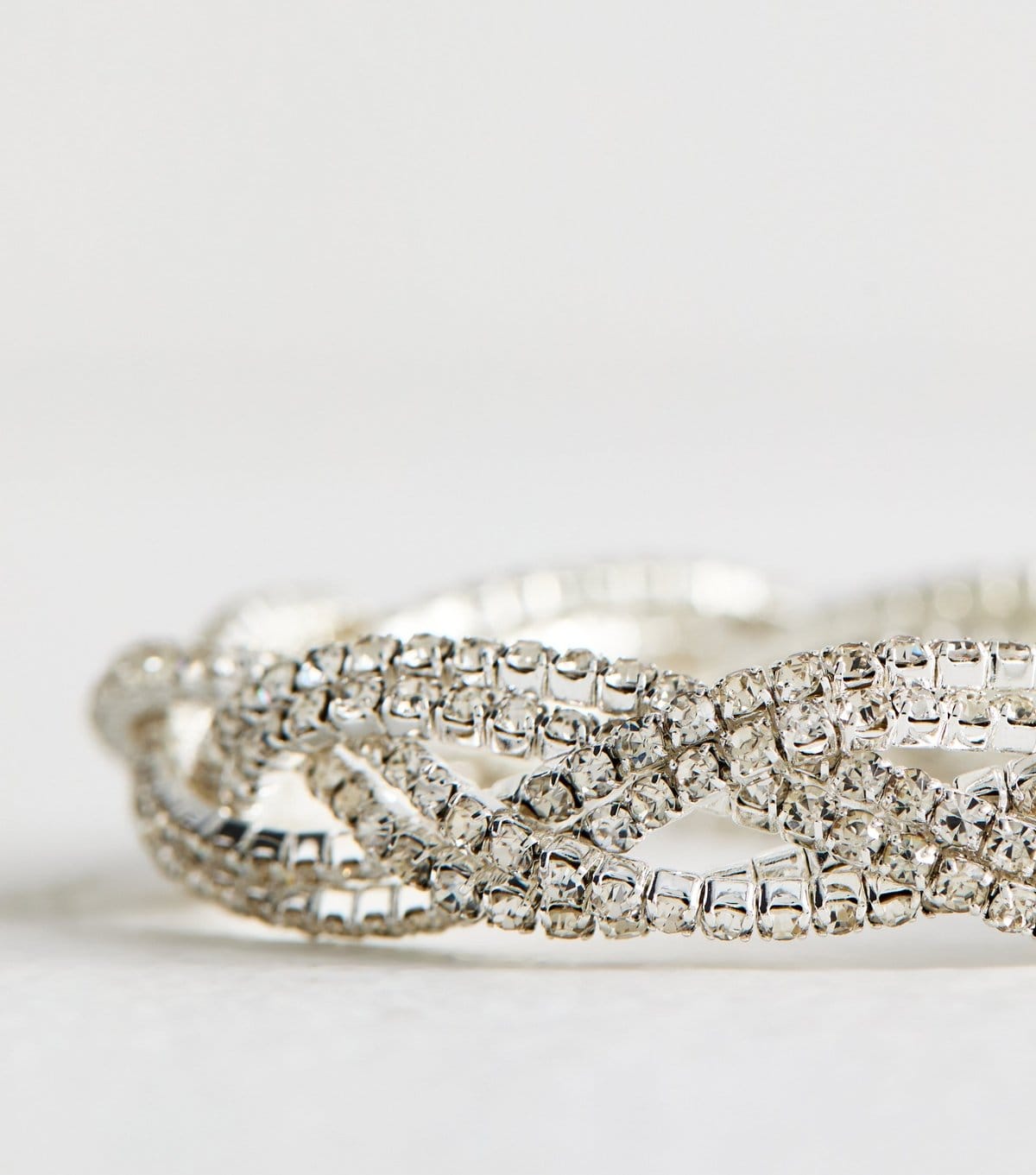 New Look Silver Tone Twisted Diamanté Plaited Bracelet New Look - 4