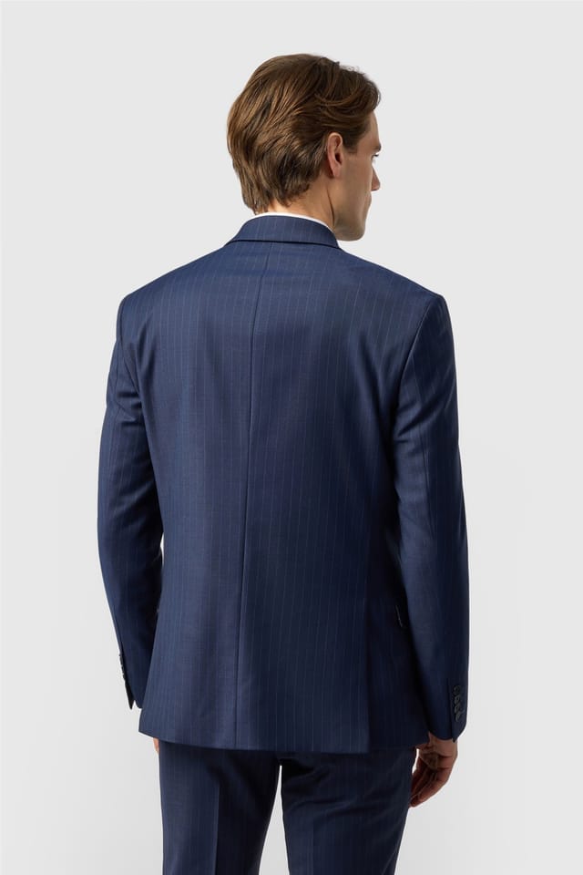 Ted Baker Ted Baker Men's Double Breasted Six Button Striped Slim Fit Suit Jacket in Navy - 2