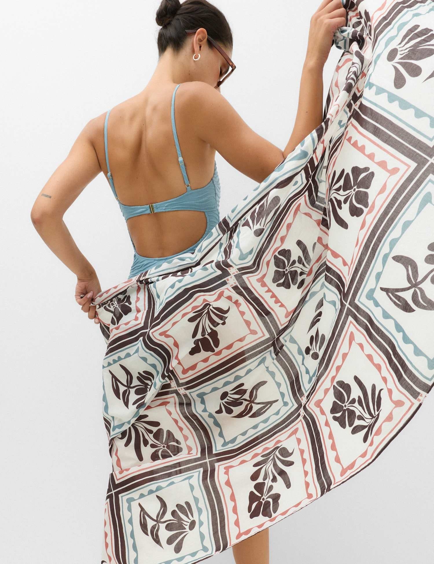 Marks & Spencer M&S Pure Cotton Floral Beach Cover Up Sarong Multi