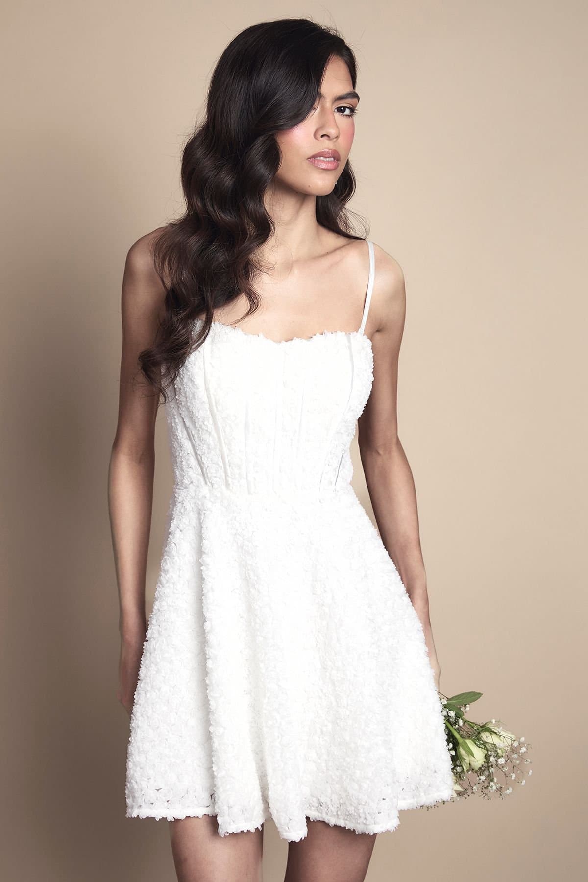 Coast Coast Women's Floral Mini Prom Dress in Ivory