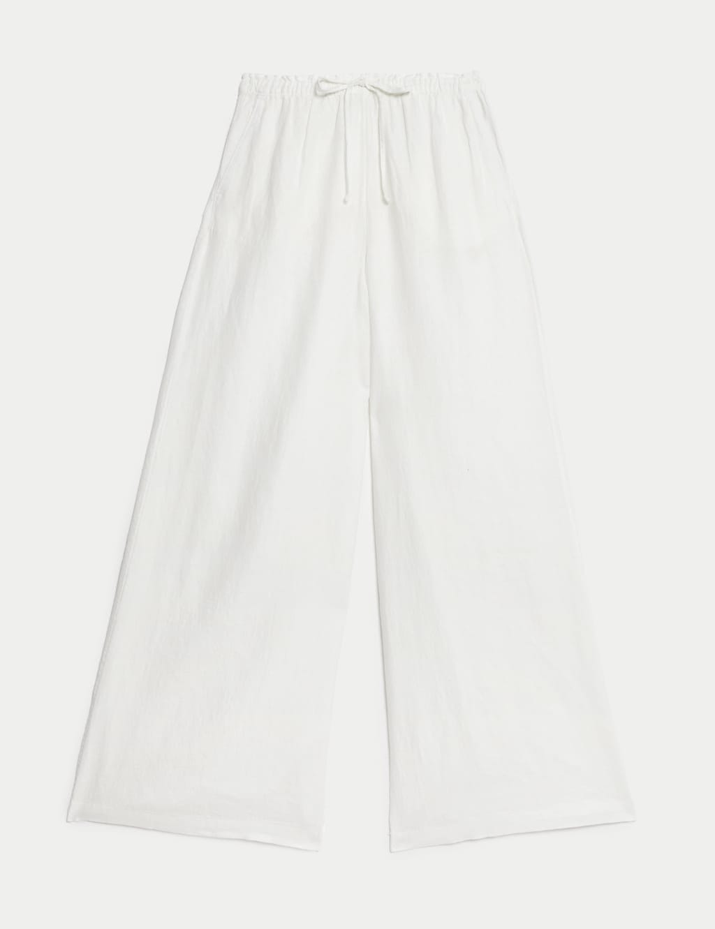 M&S Pure Linen Wide Leg Palazzo Trousers Ecru