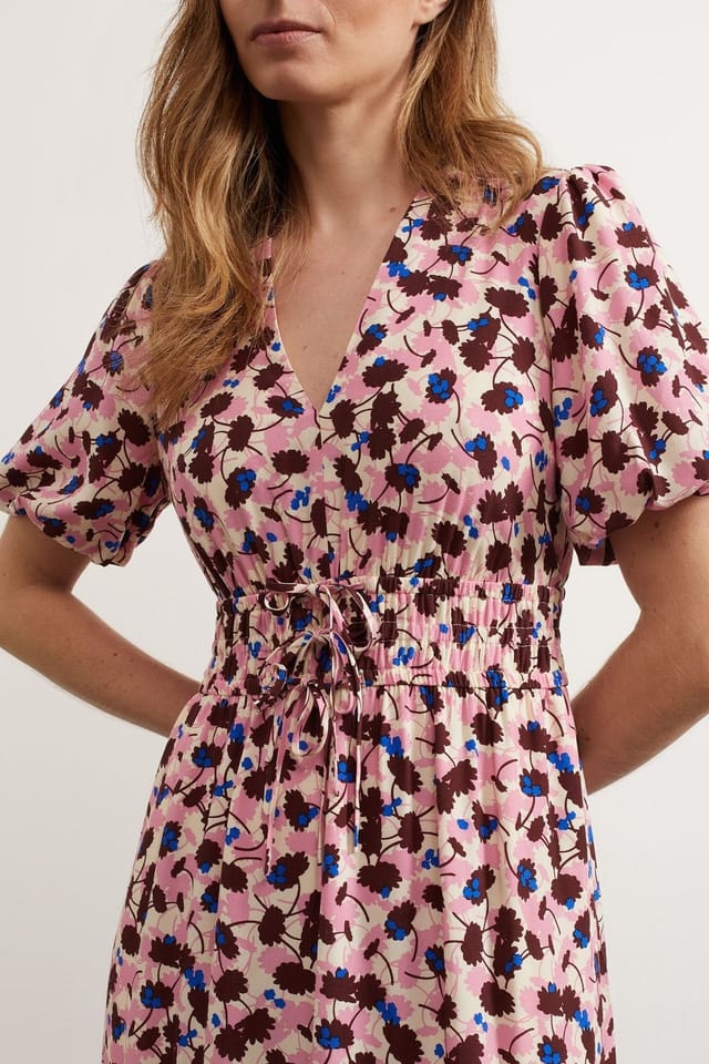 Hobbs London Hobbs London Women's Melbury Cinched Tie Waist Midi Dress in Pink - 3
