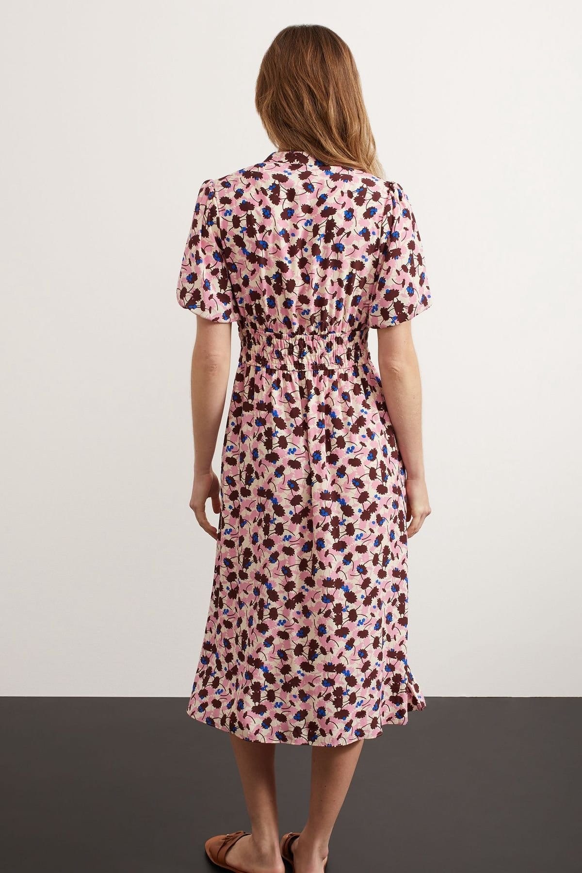Hobbs London Hobbs London Women's Melbury Cinched Tie Waist Midi Dress in Pink - 4