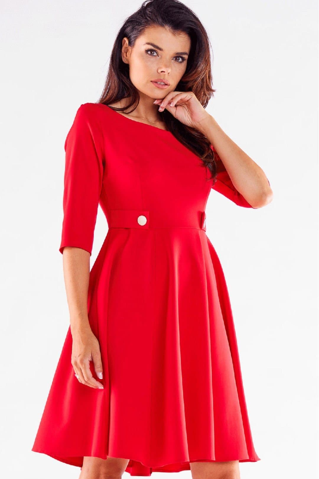 Love Lace Love Lace Women's Blushed Button Waist Short Sleeve Dress in Red