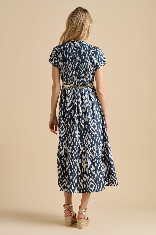 Brakeburn Brakeburn Women's Ikat Maxi Shirt Dress in Navy - 2