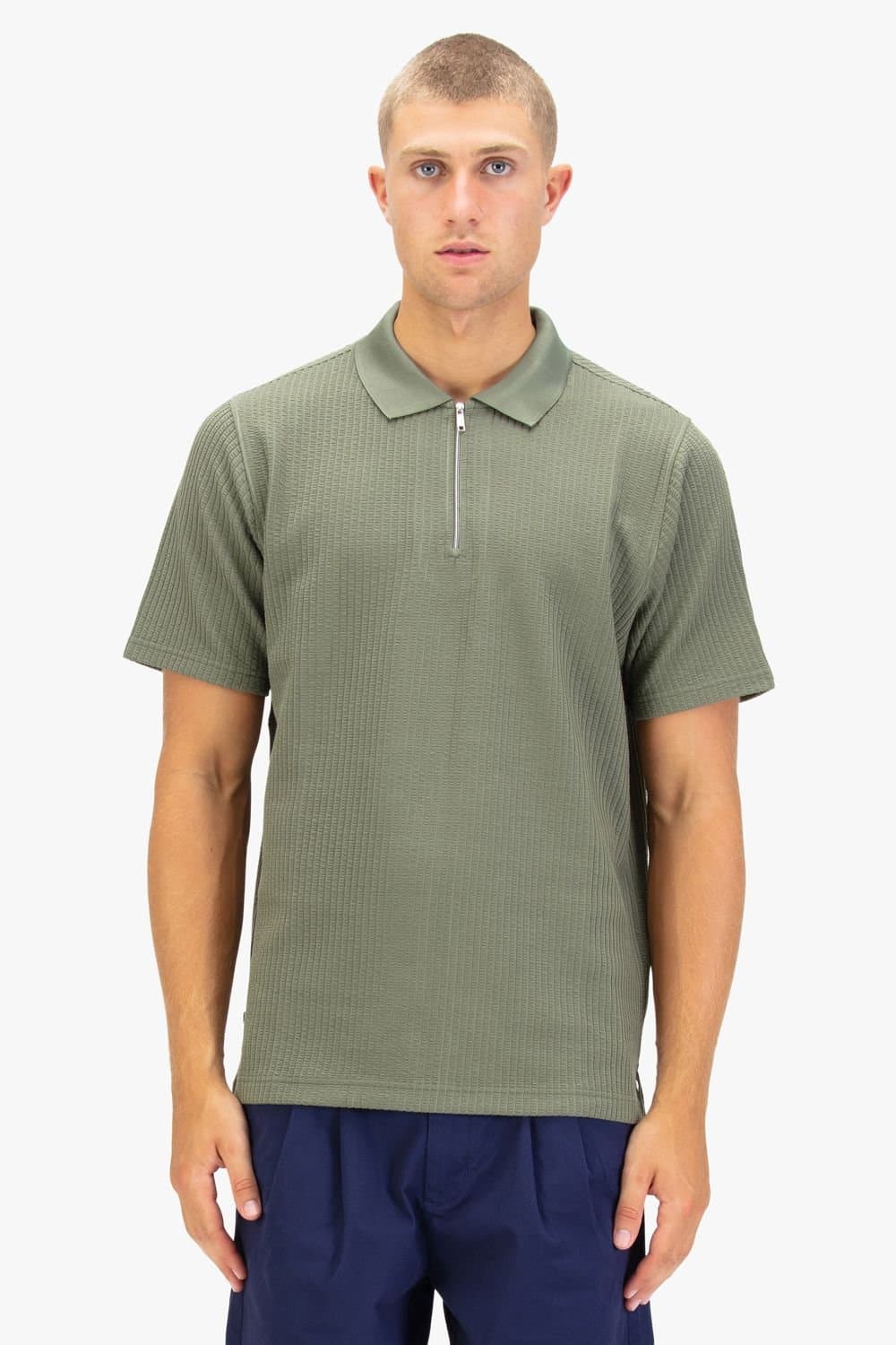 Luke 1977 Luke 1977 Men's Waffle On zip Polo in Green