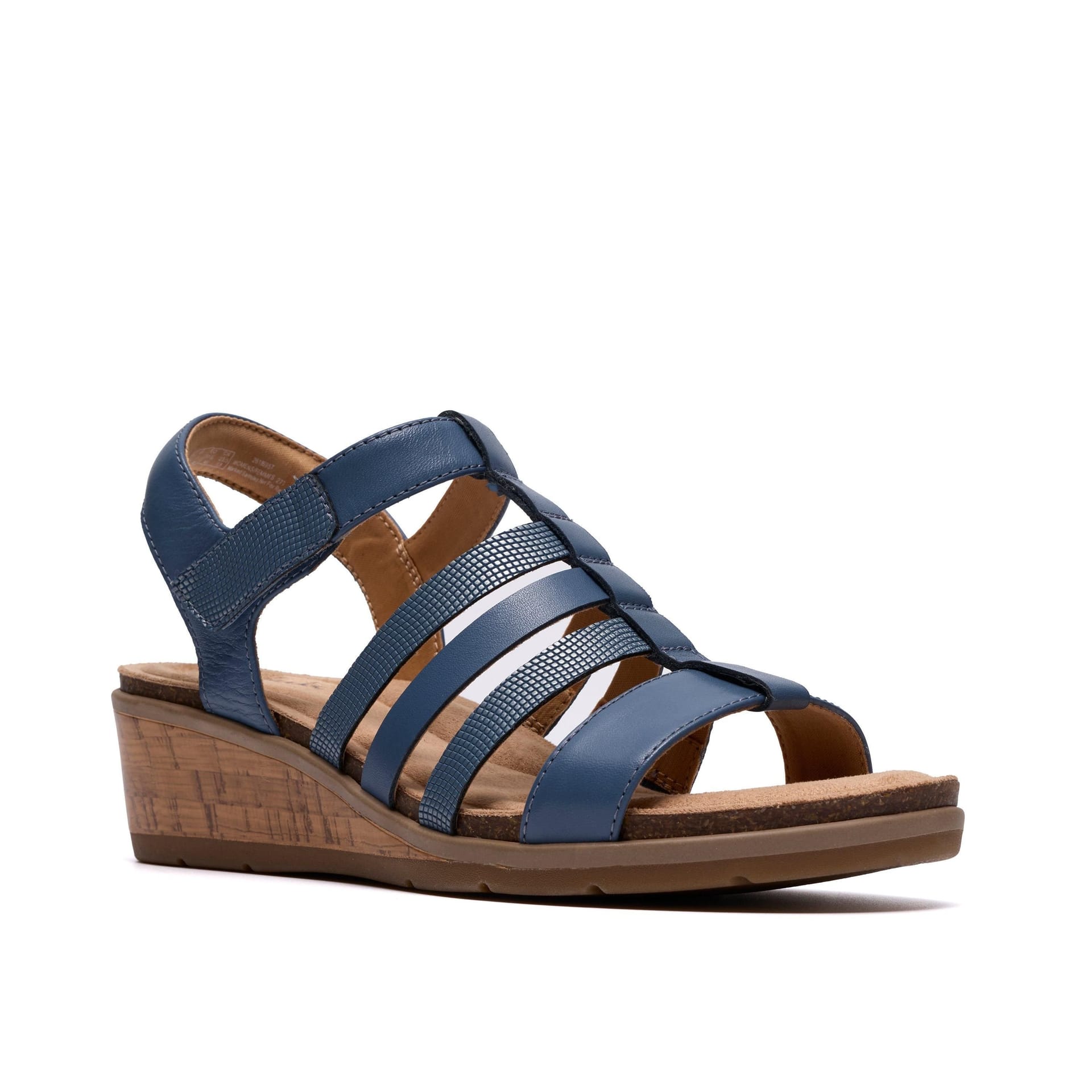 Clarks Clarks Women's Kacha Step Denim Blue Leather Wedge Sandals - 4