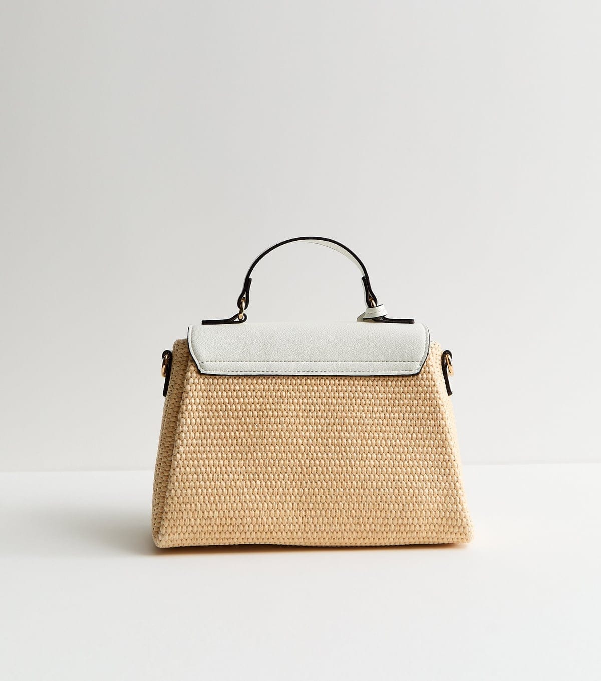 New Look White Faux Leather Turn Lock Top Handle Crossbody Bag Vegan New Look - 4