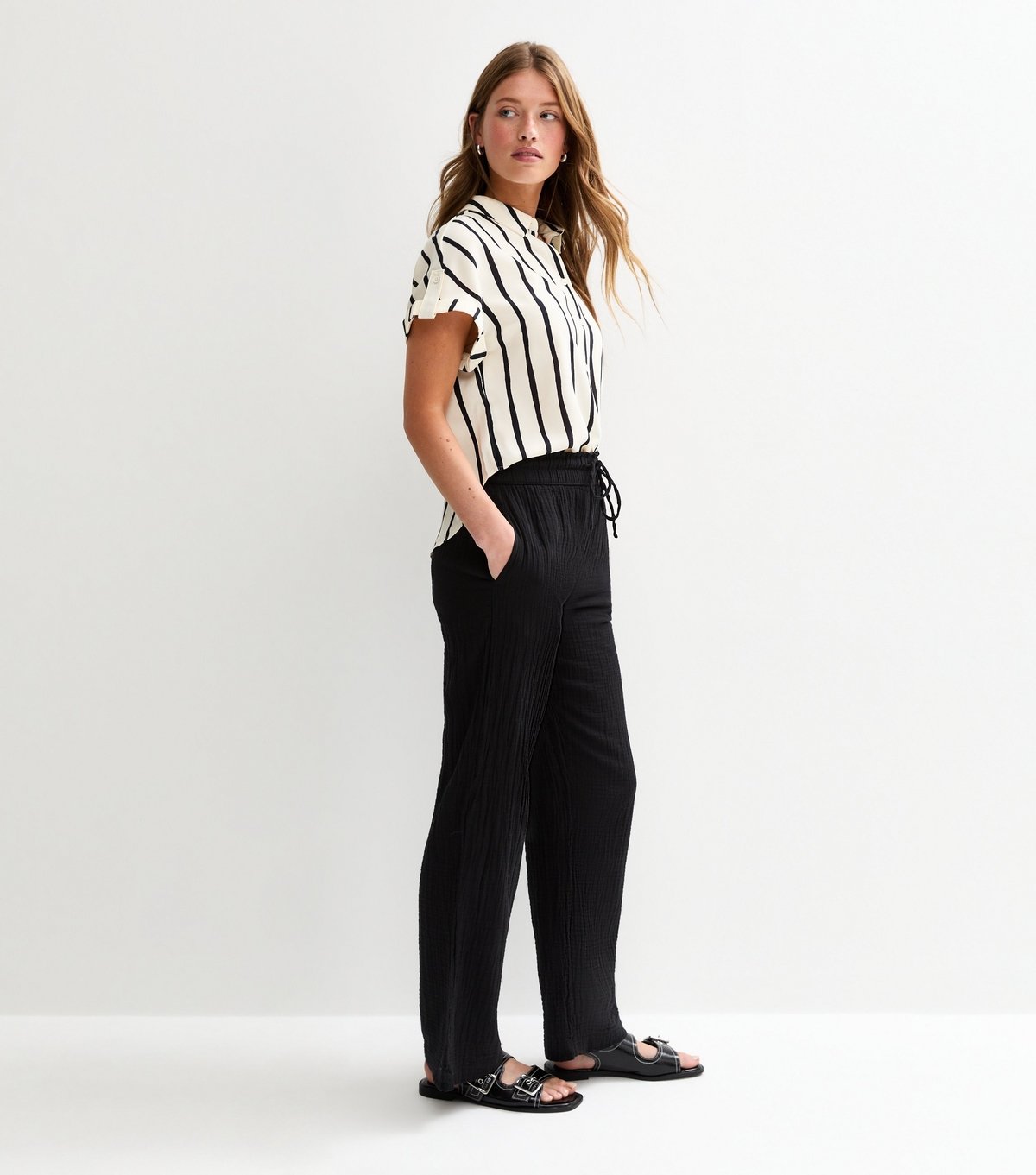 New Look Women's Black Double Cloth Wide Leg Trousers New Look - 3