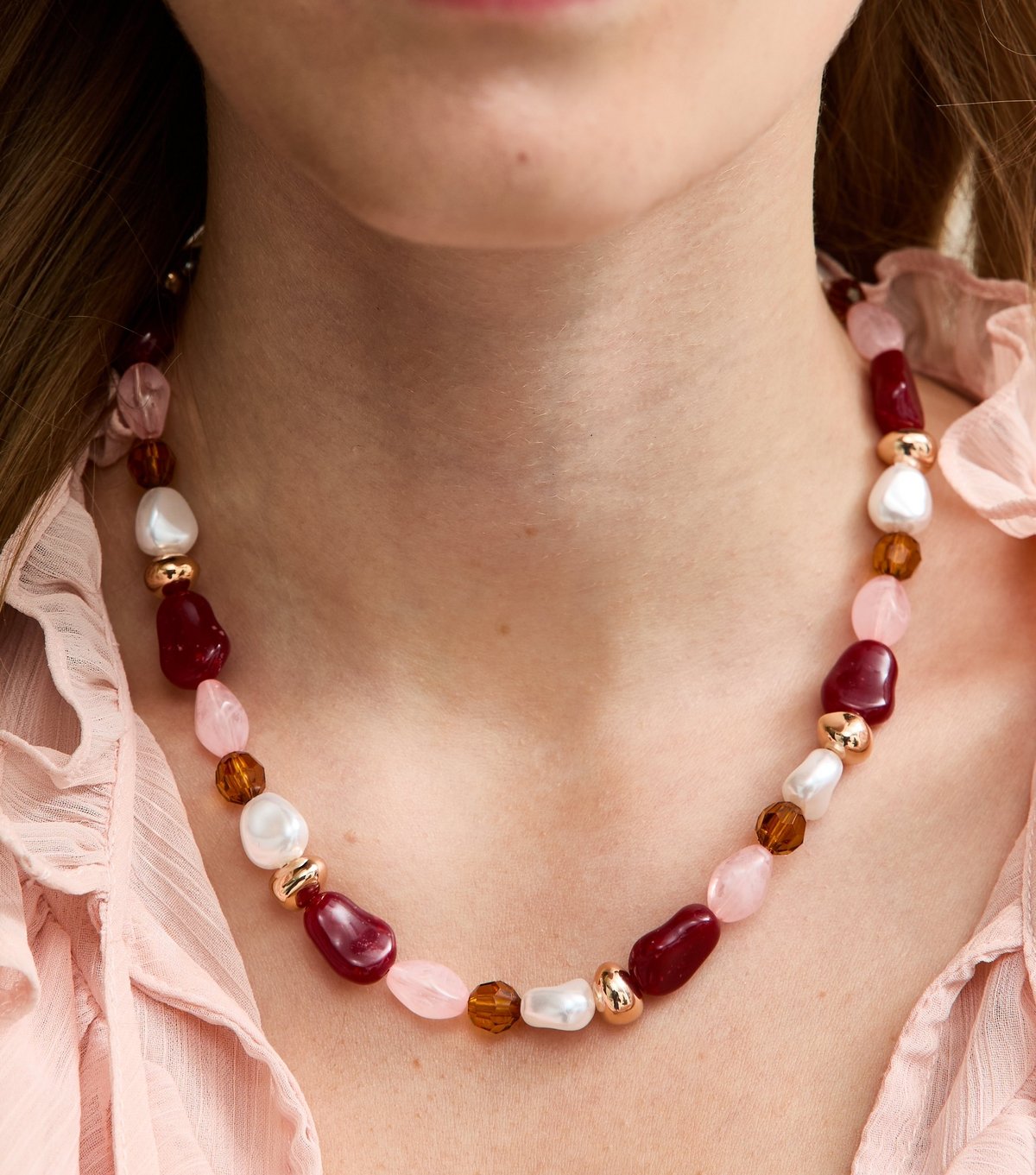 New Look Gold Tone Mixed Resin Beaded Necklace New Look - 2