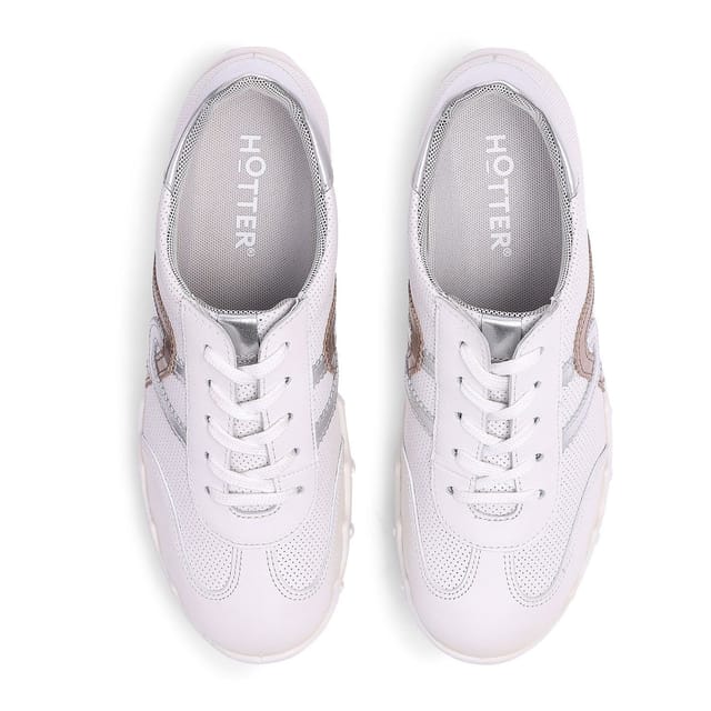 Hotter Hotter Women's Wide Fit 'Marianne' Leather Trainers in White - 3