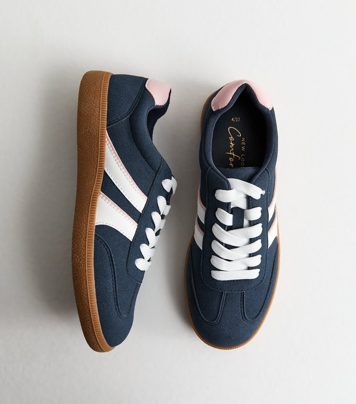 New Look New Look Vegan Navy Faux Suede Side Stripe Trainers
