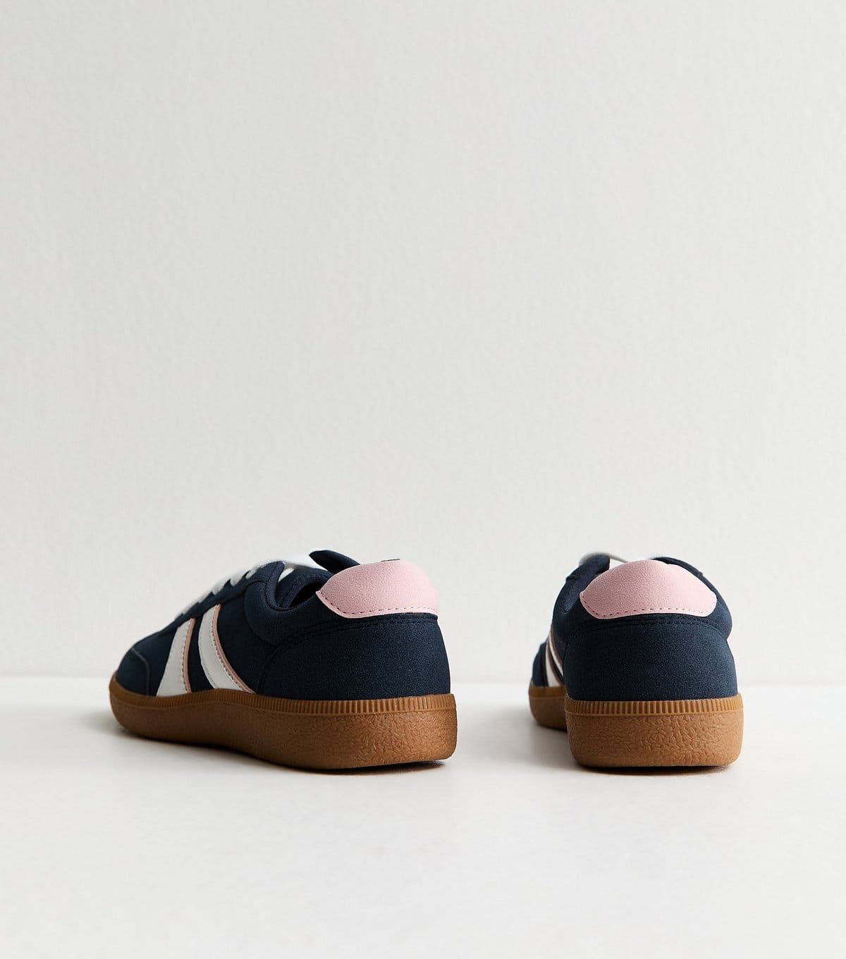 New Look Women's Navy Faux Suede Side Stripe Trainers Vegan New Look - 4