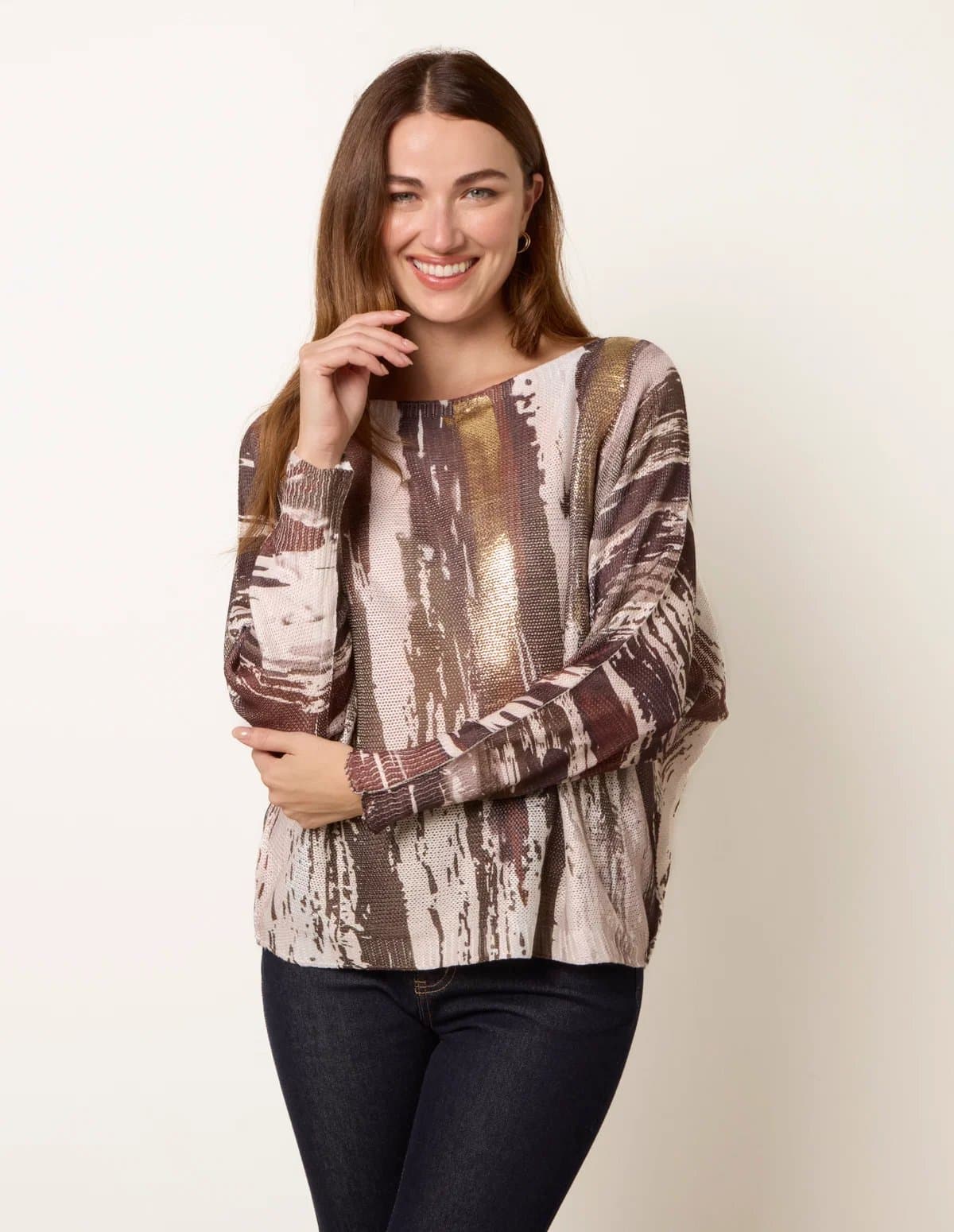 Blue Vanilla Metallic Paint Brush Top
