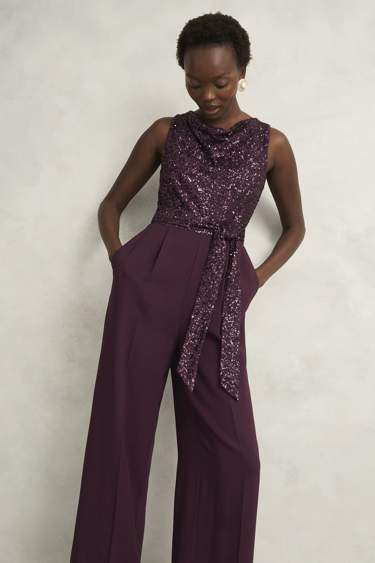 Hobbs London Hobbs London Women's Zuri Jumpsuit in Aubergine - 3