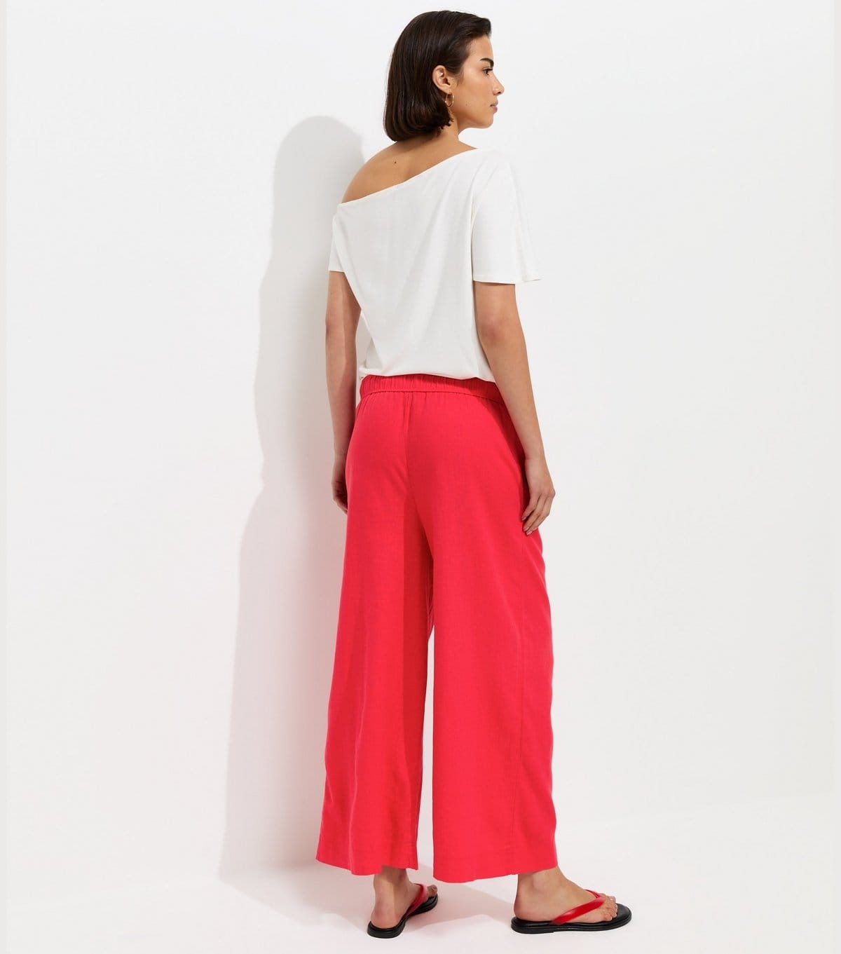 New Look Women's Bright Red Linen Rich Crop Trousers New Look - 4