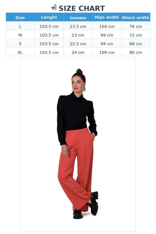 Love Lace Love Lace Women's Soft Cotton Sweatshirt Wide Leg Trousers in Orange - 3