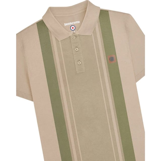 Lambretta Lambretta Men's SS25 Classic Polo Shirt in Stone - 3